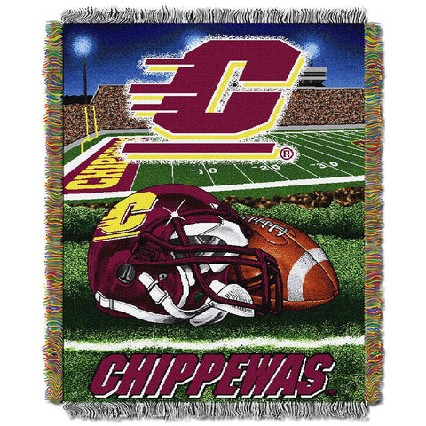 Central Michigan Chippewas Ncaa Woven Tapestry Throw (home Field Advantage) (48"x60")