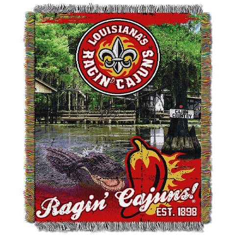 Louisiana Lafayette Ragin Cajuns Ncaa Woven Tapestry Throw (home Field Advantage) (48"x60")