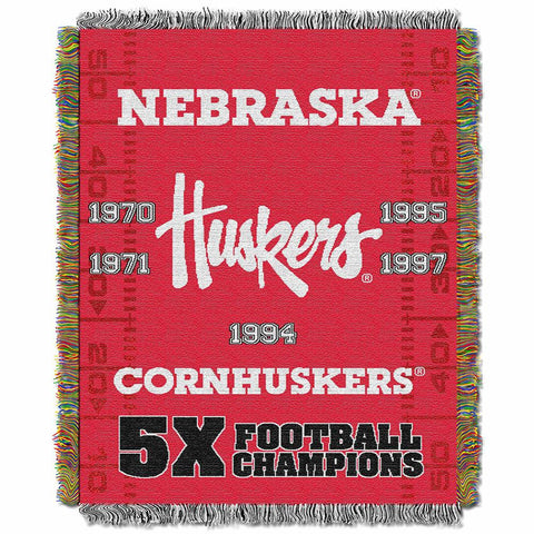 Nebraska Cornhuskers Ncaa National Championship Commemorative Woven Tapestry Throw (48"x60")