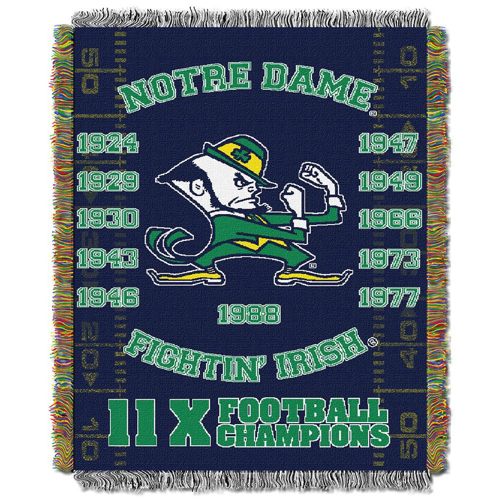 Notre Dame Fighting Irish Ncaa National Championship Commemorative Woven Tapestry Throw (48"x60")