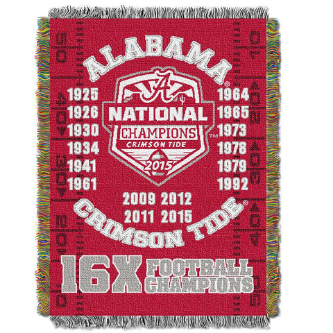 Alabama Crimson Tide Ncaa National Championship Commemorative Woven Tapestry Throw (48"x60")