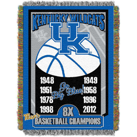 Kentucky Wildcats Ncaa National Championship Commemorative Woven Tapestry Throw (48"x60")