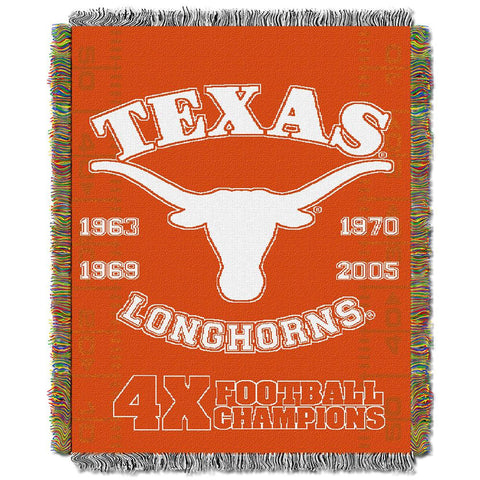 Texas Longhorns Ncaa National Championship Commemorative Woven Tapestry Throw (48"x60")