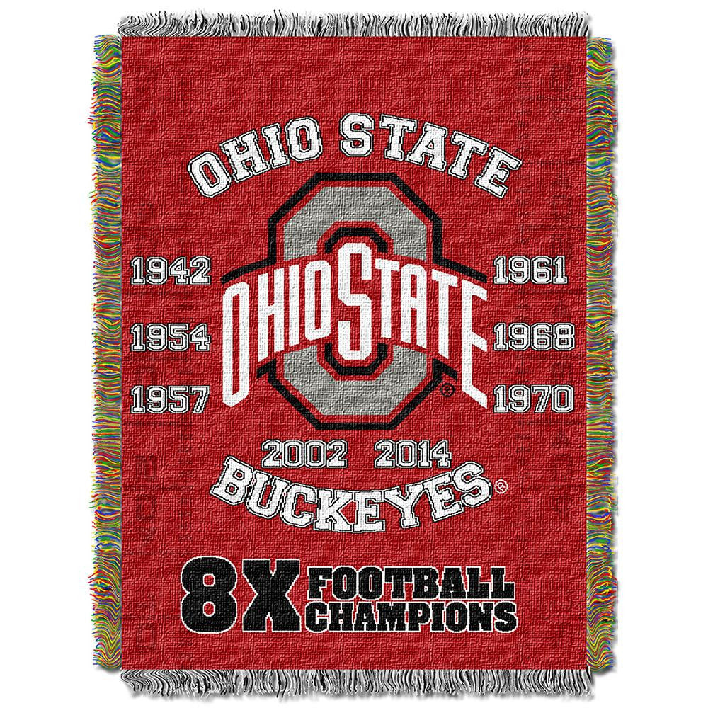 Ohio State Buckeyes Ncaa 8x Champions Commemorative Woven Tapestry Throw (48"x60")