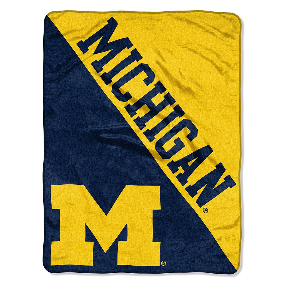 Michigan Wolverines Ncaa Micro Raschel Blanket (halftone Series) (46in X 60in)