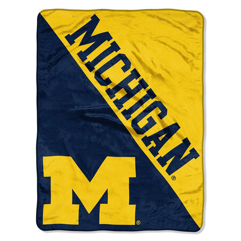 Michigan Wolverines Ncaa Micro Raschel Blanket (halftone Series) (46in X 60in)