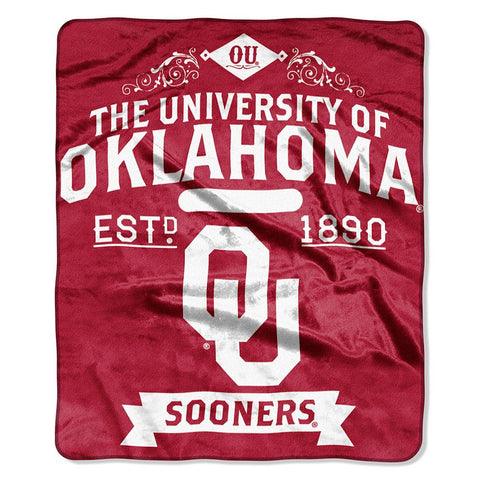 Oklahoma Sooners Ncaa Royal Plush Raschel Blanket (label Series) (50"x60")