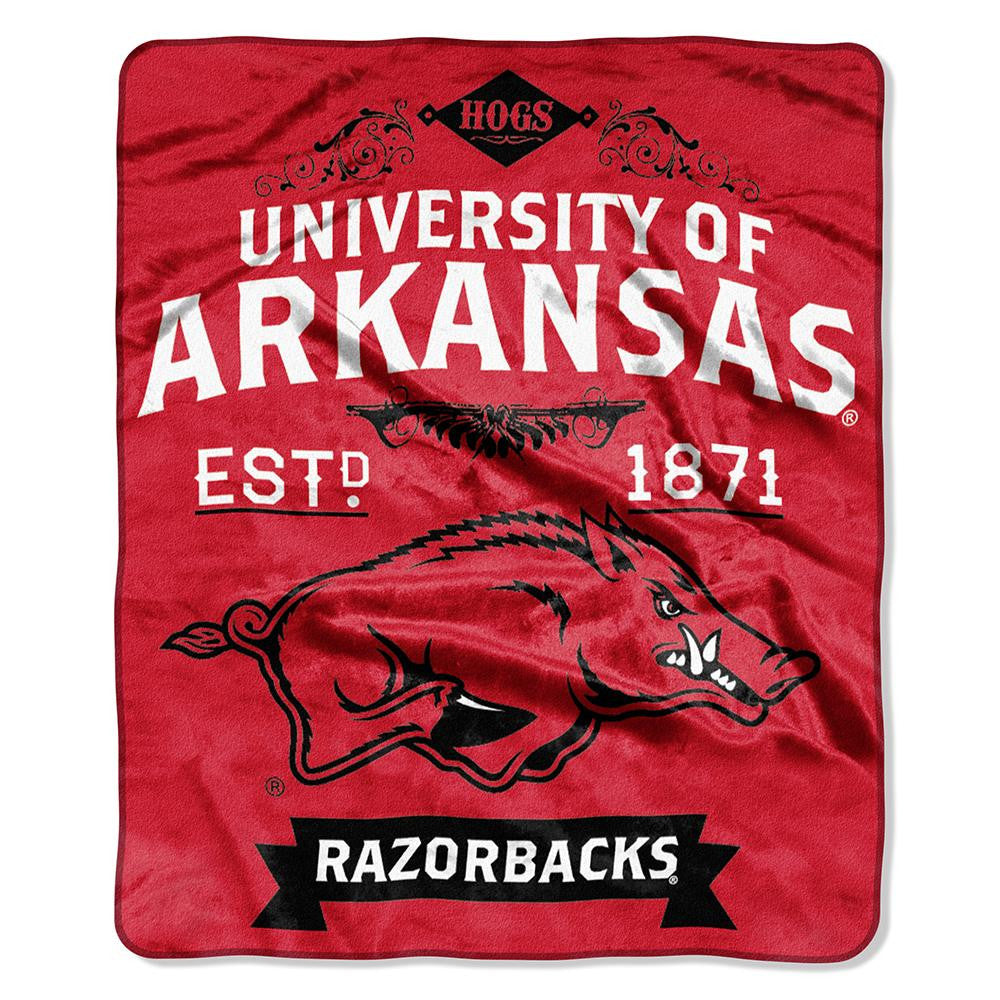 Arkansas Razorbacks Ncaa Royal Plush Raschel Blanket (label Series) (50"x60")