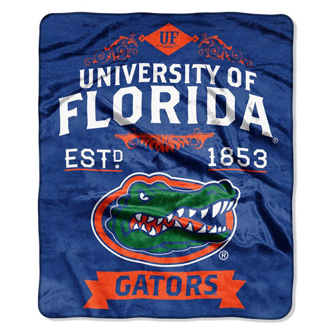 Florida Gators Ncaa Royal Plush Raschel Blanket (label Series) (50"x60")