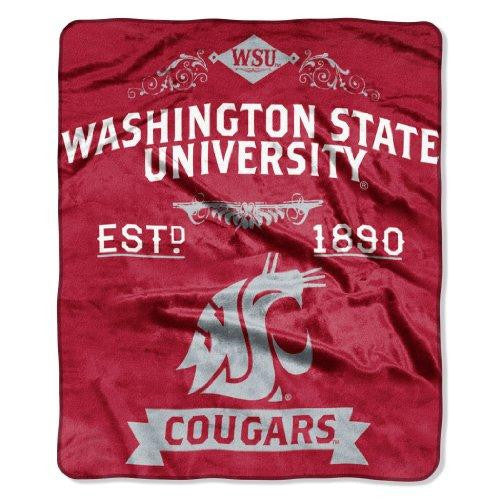 Washington State Cougars Ncaa Royal Plush Raschel Blanket (label Series) (50"x60")