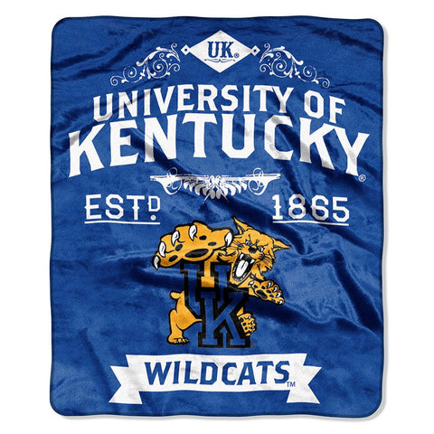 Kentucky Wildcats Ncaa Royal Plush Raschel Blanket (label Series) (50"x60")