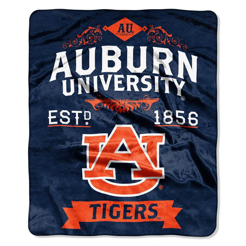 Auburn Tigers Ncaa Royal Plush Raschel Blanket (label Series) (50"x60")