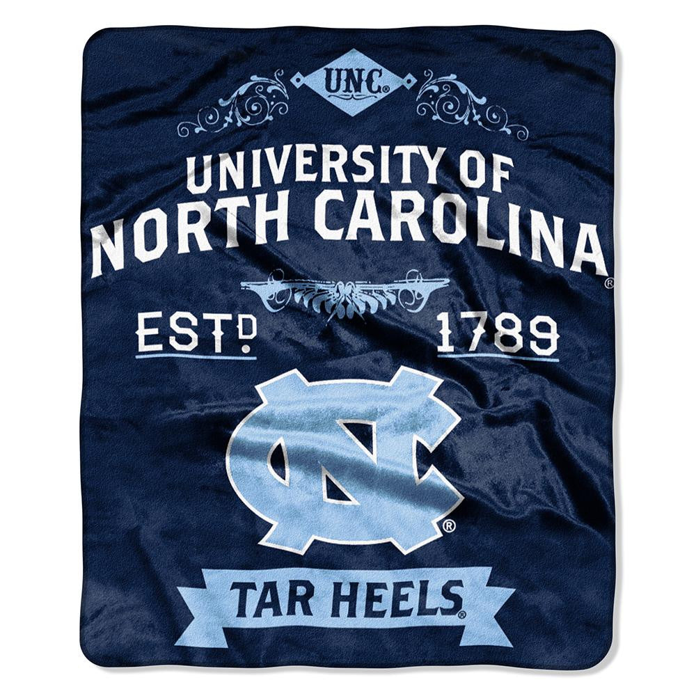 North Carolina Tar Heels Ncaa Royal Plush Raschel Blanket (label Series) (50"x60")