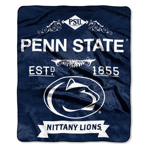 Penn State Nittany Lions Ncaa Royal Plush Raschel Blanket (label Series) (50"x60")