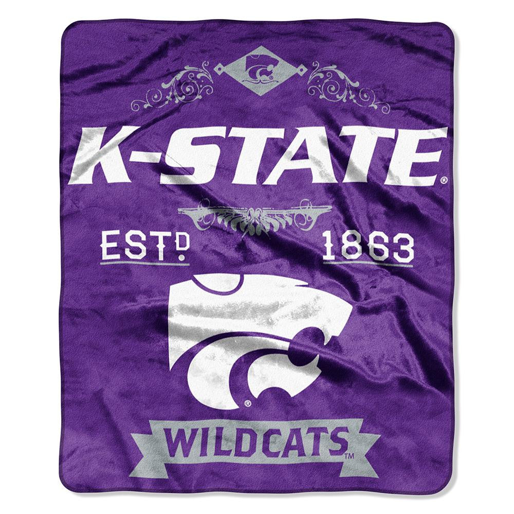 Kansas State Wildcats Ncaa Royal Plush Raschel Blanket (label Series) (50"x60")