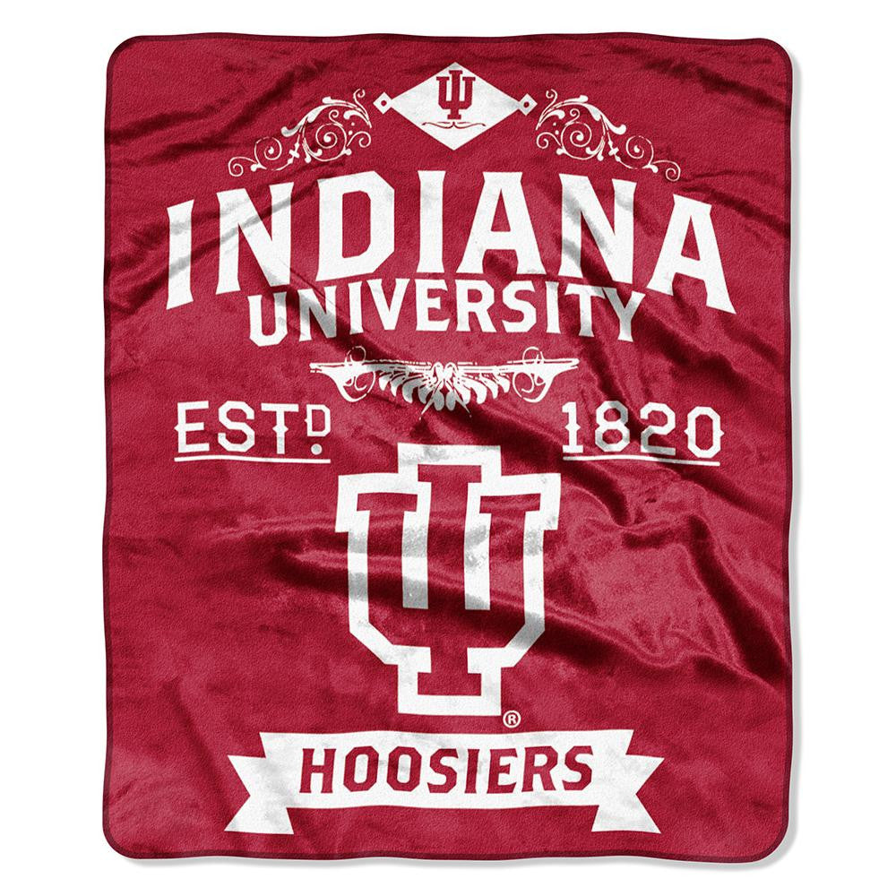 Indiana Hoosiers Ncaa Royal Plush Raschel Blanket (label Series) (50"x60")