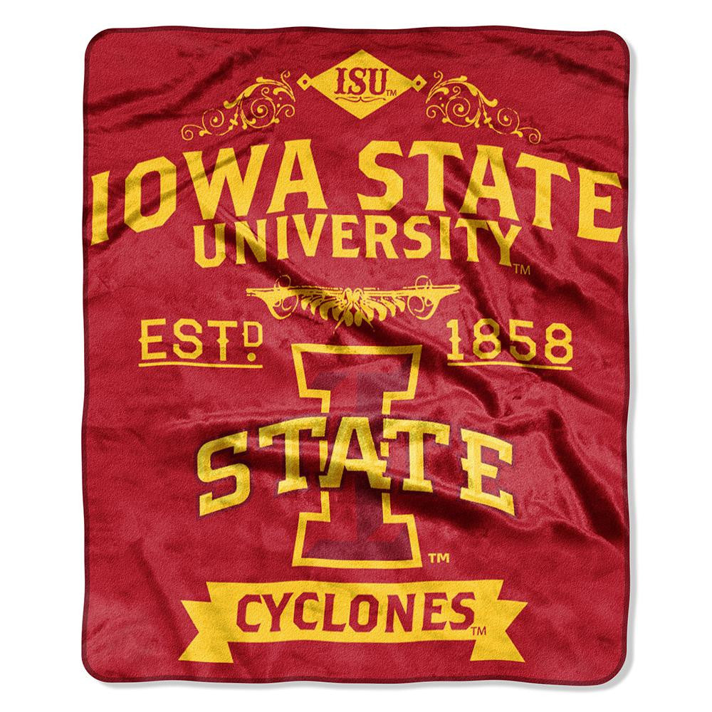 Iowa State Cyclones Ncaa Royal Plush Raschel Blanket (label Series) (50"x60")