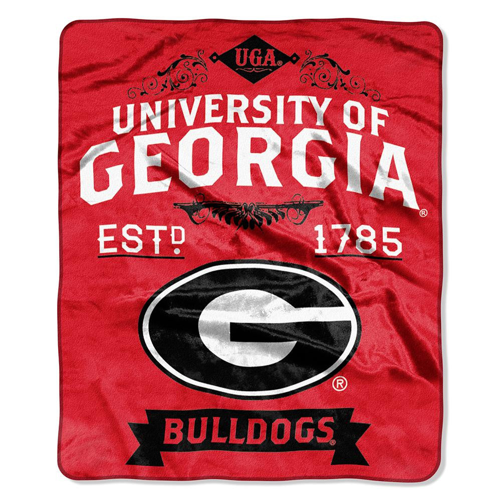 Georgia Bulldogs Ncaa Royal Plush Raschel Blanket (label Series) (50"x60")