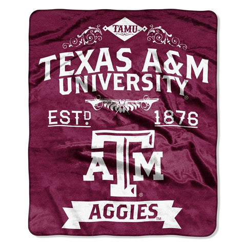 Texas A&m Aggies Ncaa Royal Plush Raschel Blanket (label Series) (50"x60")