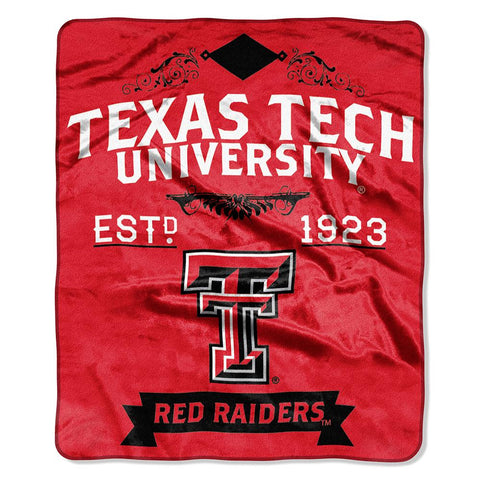 Texas Tech Red Raiders Ncaa Royal Plush Raschel Blanket (label Series) (50"x60")