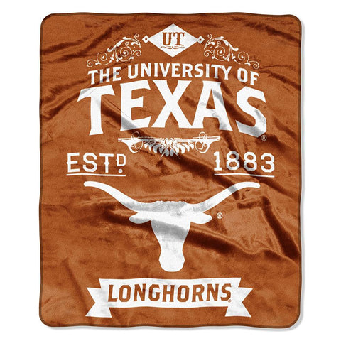 Texas Longhorns Ncaa Royal Plush Raschel Blanket (label Series) (50"x60")