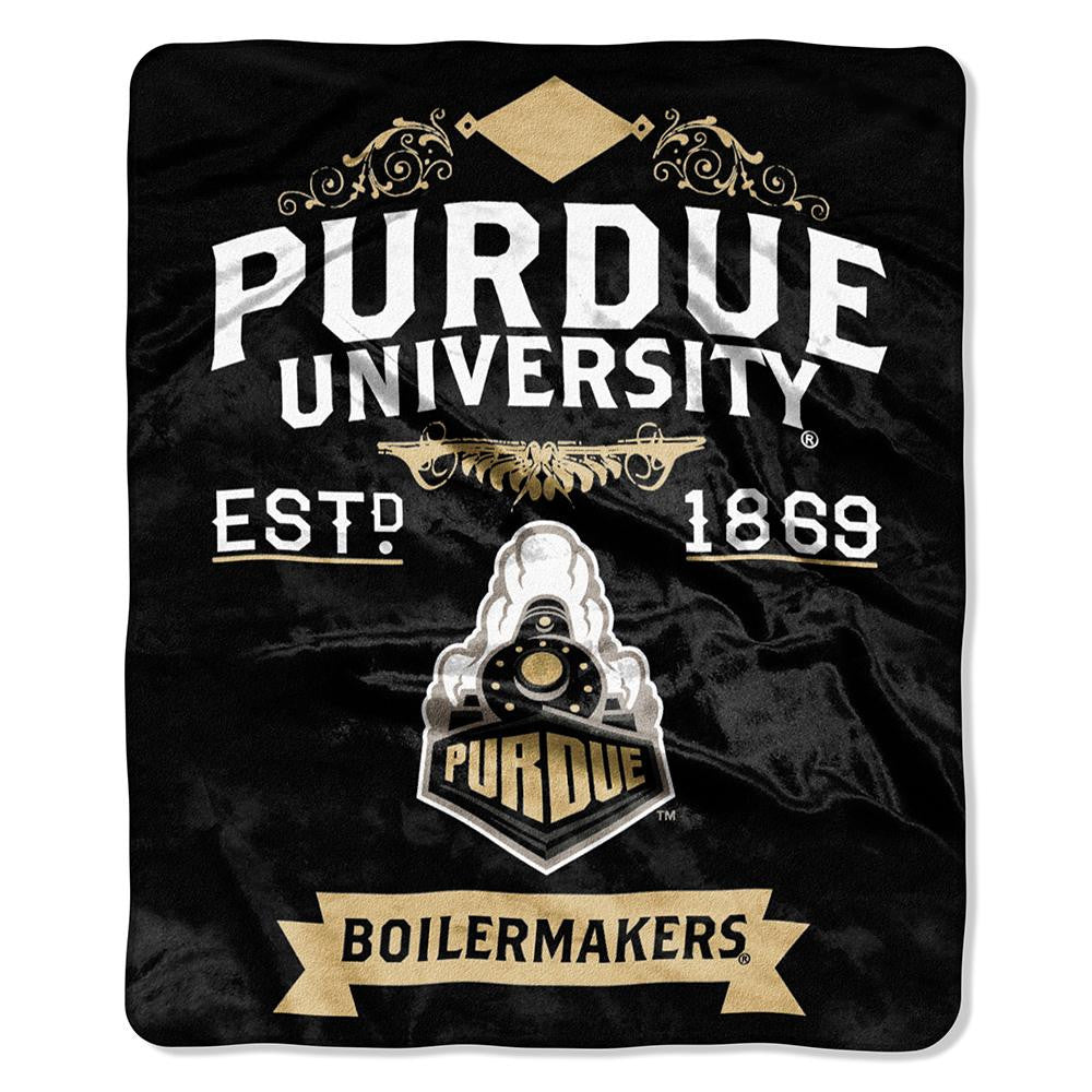 Purdue Boilermakers Ncaa Royal Plush Raschel Blanket (label Series) (50"x60")