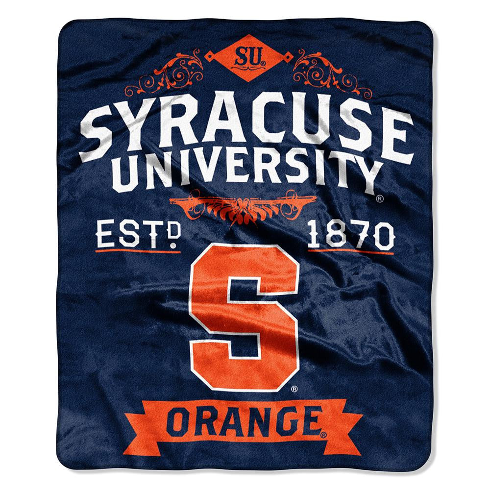 Syracuse Orangemen Ncaa Royal Plush Raschel Blanket (label Series) (50"x60")