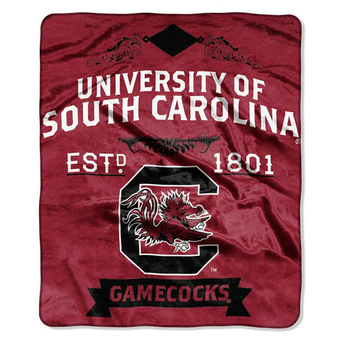 South Carolina Gamecocks Ncaa Royal Plush Raschel Blanket (label Series) (50"x60")