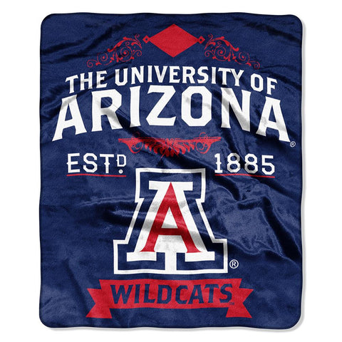 Arizona Wildcats Ncaa Royal Plush Raschel Blanket (label Series) (50"x60")