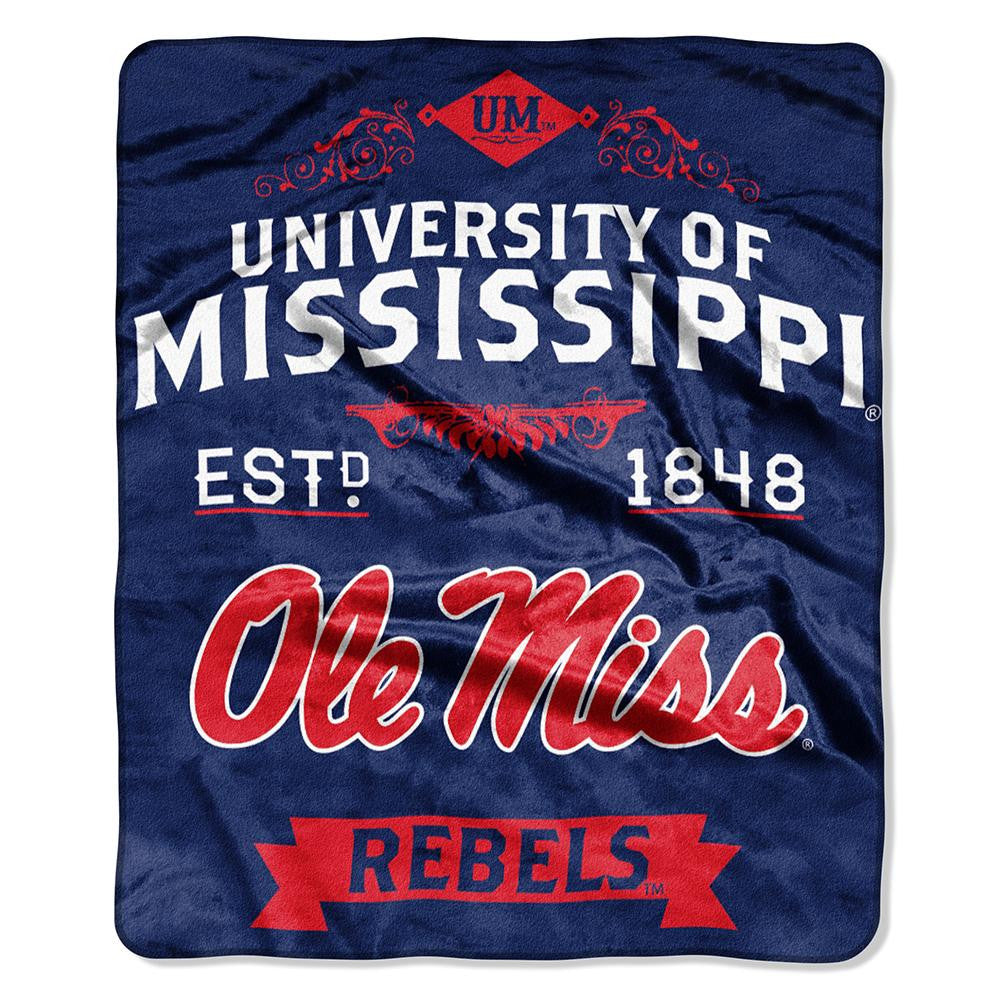 Mississippi Rebels Ncaa Royal Plush Raschel Blanket (label Series) (50"x60")