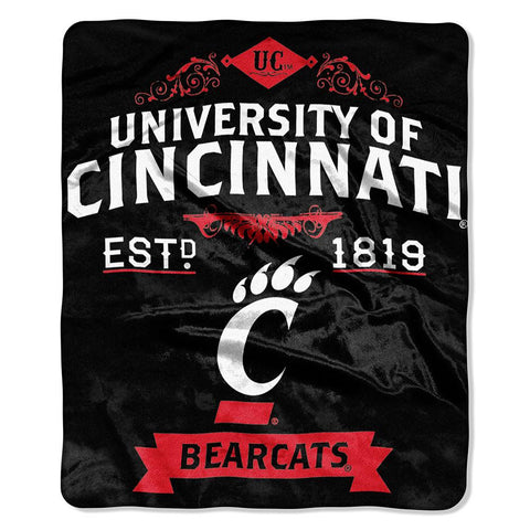 Cincinnati Bearcats Ncaa Royal Plush Raschel Blanket (label Series) (50"x60")