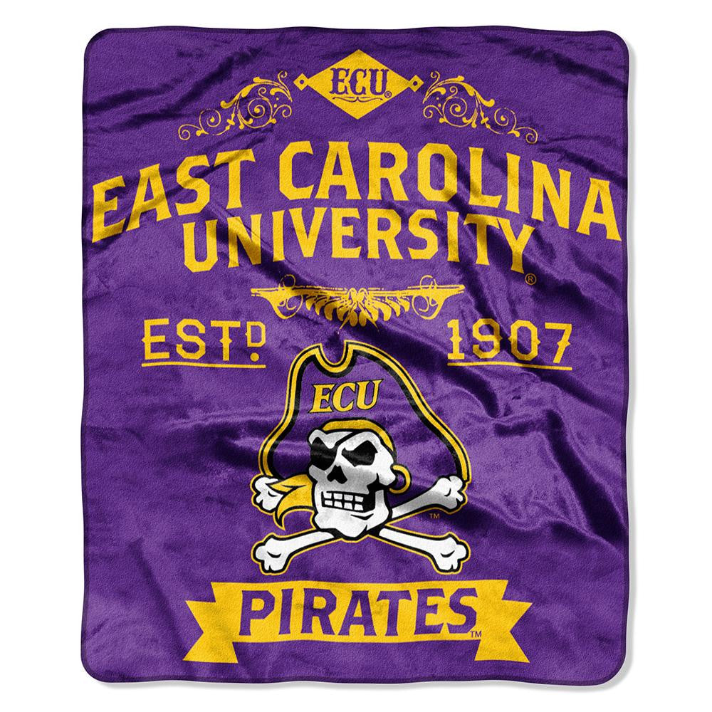 East Carolina Pirates Ncaa Royal Plush Raschel Blanket (label Series) (50"x60")