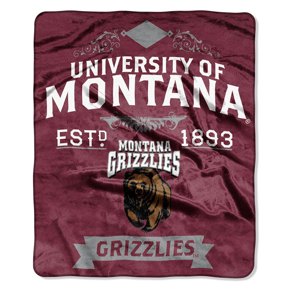 Montana Grizzlies Ncaa Royal Plush Raschel Blanket (label Series) (50"x60")