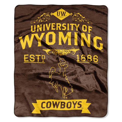 Wyoming Cowboys Ncaa Royal Plush Raschel Blanket (label Series) (50"x60")