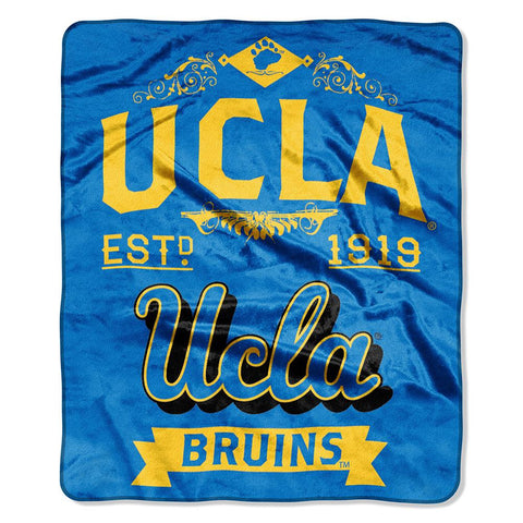 Ucla Bruins Ncaa Royal Plush Raschel Blanket (label Series) (50"x60")