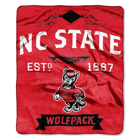 North Carolina State Wolfpack Ncaa Royal Plush Raschel Blanket (label Series) (50"x60")