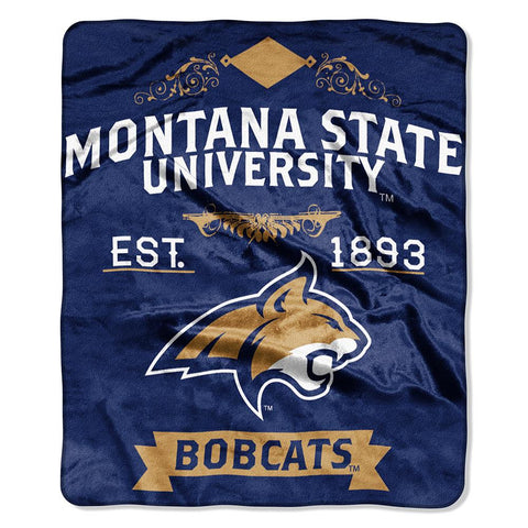 Montana State Bobcats Ncaa Royal Plush Raschel Blanket (label Series) (50"x60")