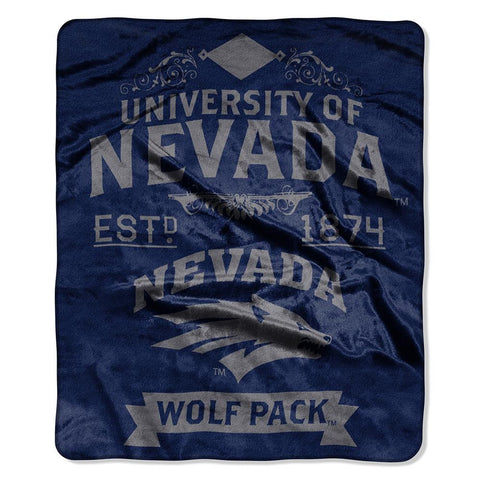 Nevada Wolf Pack Ncaa Royal Plush Raschel Blanket (label Series) (50"x60")