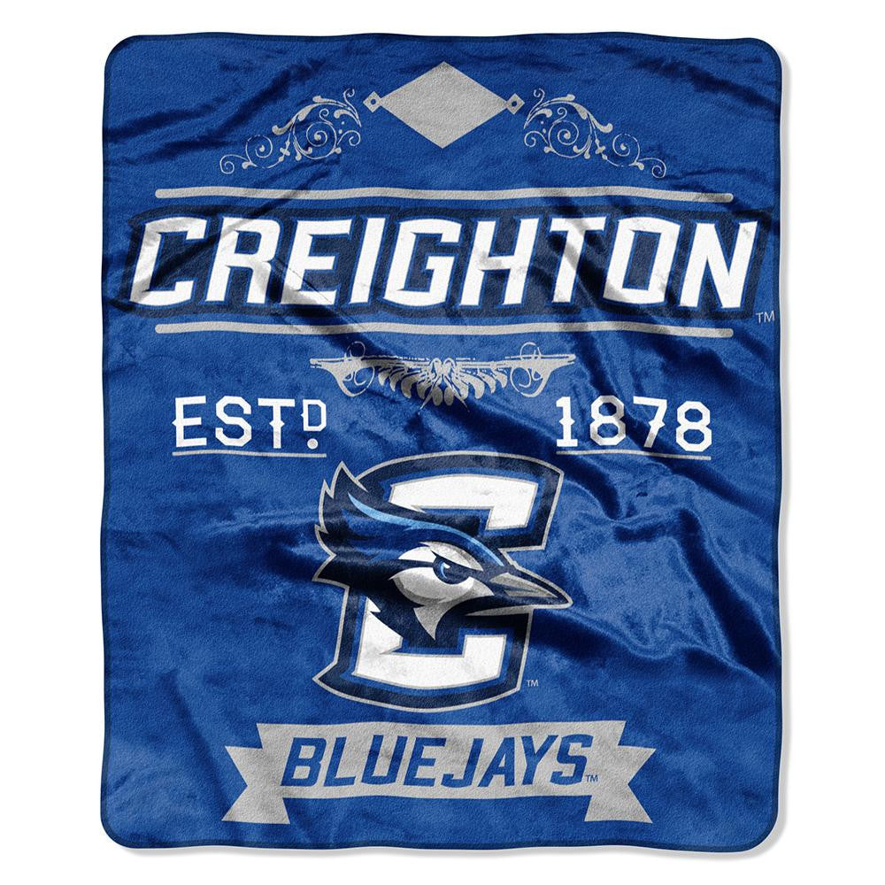 Creighton Bluejays Ncaa Royal Plush Raschel Blanket (label Series) (50"x60")