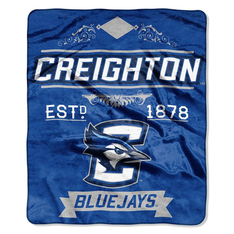 Creighton Bluejays Ncaa Royal Plush Raschel Blanket (label Series) (50"x60")