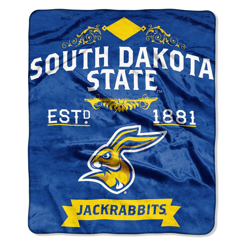 South Dakota State Jackrabbits Ncaa Royal Plush Raschel Blanket (label Series) (50"x60")