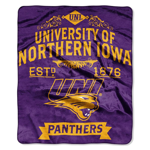 Northern Iowa Panthers Ncaa Royal Plush Raschel Blanket (label Series) (50"x60")