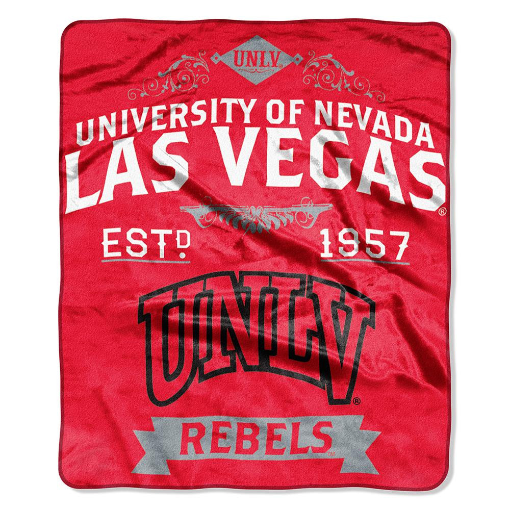 Unlv Runnin Rebels Ncaa Royal Plush Raschel Blanket (label Series) (50"x60")