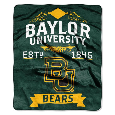Baylor Bears Ncaa Royal Plush Raschel Blanket (label Series) (50"x60")