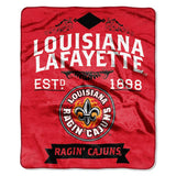 Louisiana Lafayette Ragin Cajuns Ncaa Royal Plush Raschel Blanket (label Series) (50"x60")