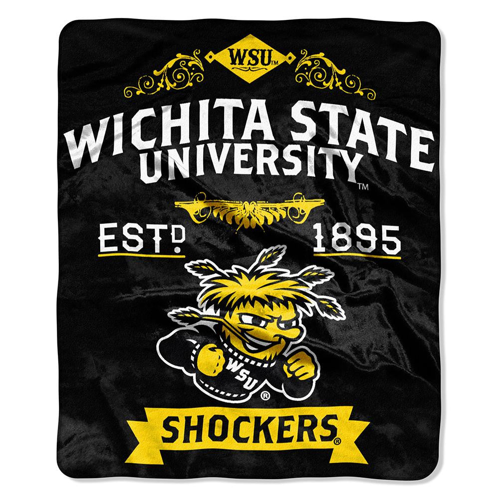 Wichita State Shockers Ncaa Royal Plush Raschel Blanket (label Series) (50"x60")