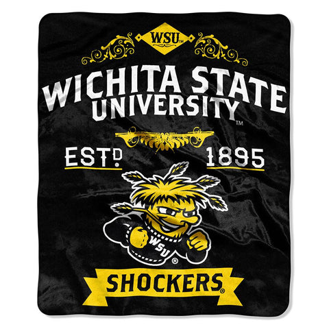 Wichita State Shockers Ncaa Royal Plush Raschel Blanket (label Series) (50"x60")