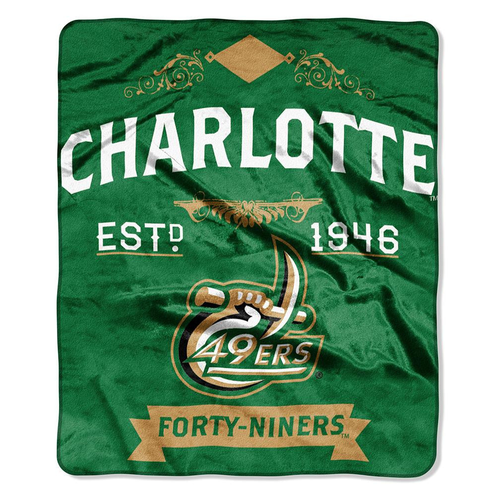 North Carolina Charlotte 49ers Ncaa Royal Plush Raschel Blanket (label Series) (50"x60")