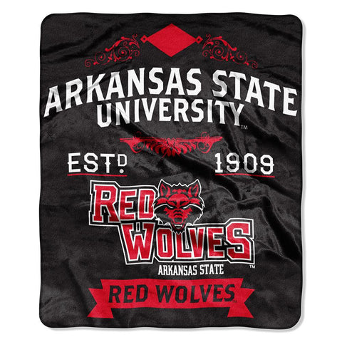 Arkansas State Red Wolves Ncaa Royal Plush Raschel Blanket (label Series) (50"x60")