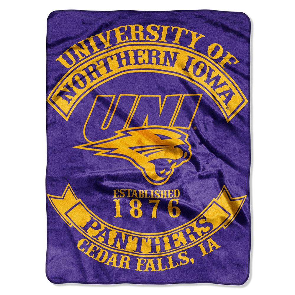 Northern Iowa Panthers Ncaa Royal Plush Raschel Blanket (rebel Series) (60"x80")